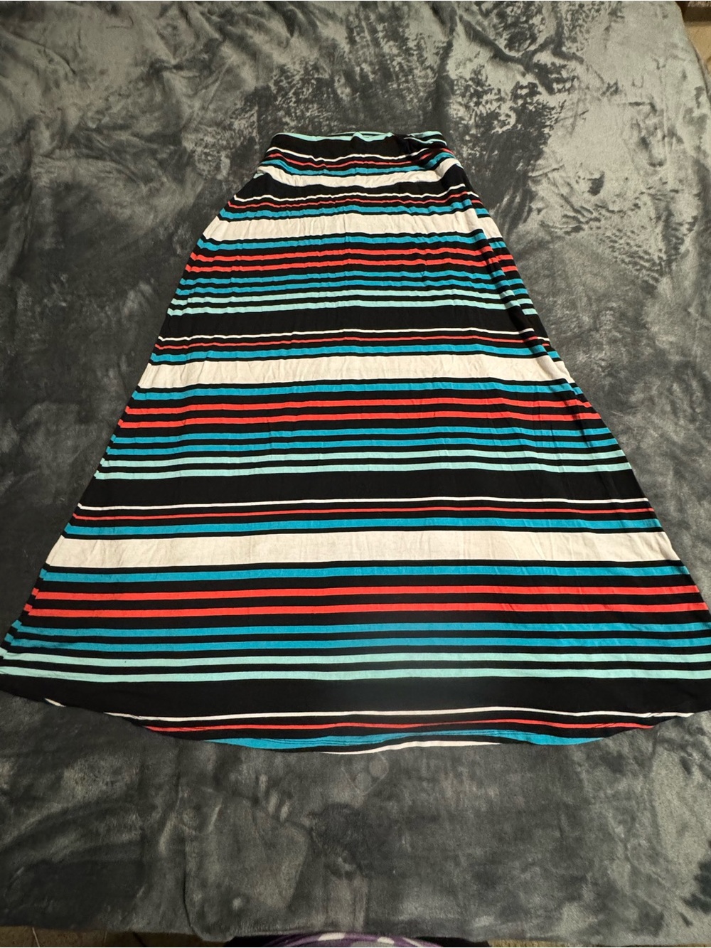 Merona A-Line Maxi Skirt Womens Medium Multicolor Striped Pull On Casual